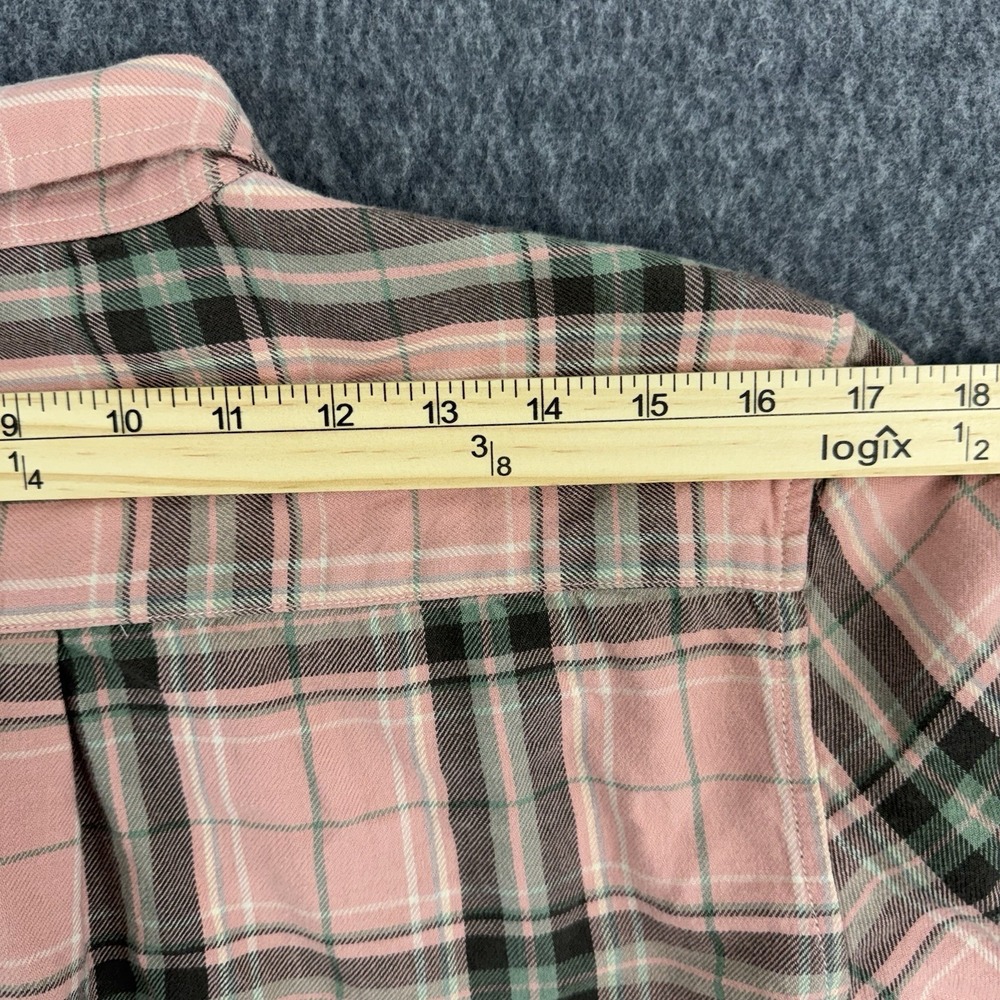 Lauren Jeans Co‎ Plaid Flannel Shirt Pink Black Button Up Cotton M - Picture 6 of 9